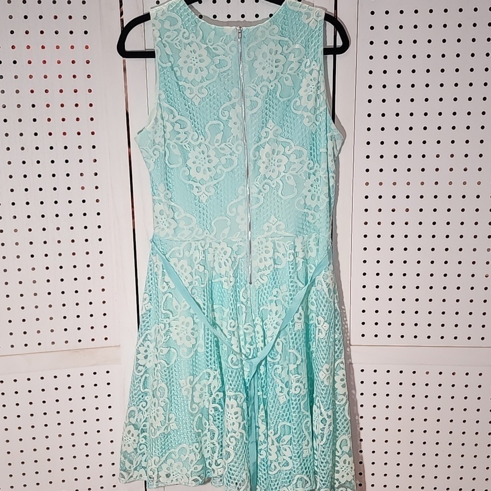 Melonie T Size 14 Lace Midi Dress Sleeveless Aqua - Picture 5 of 7